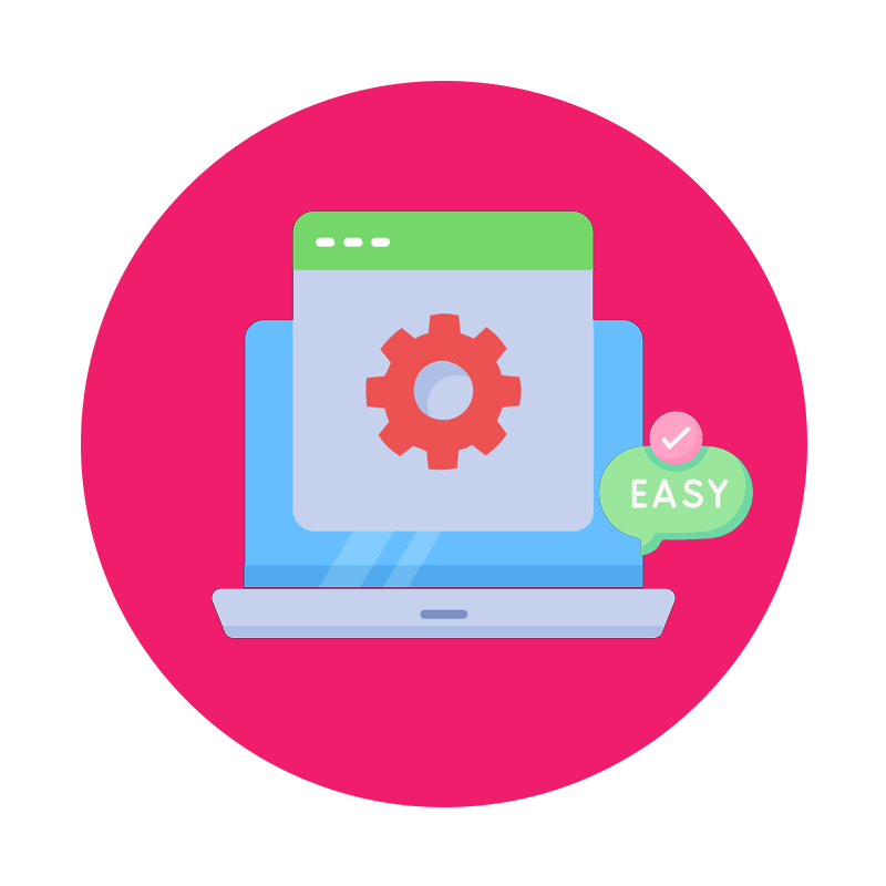 a computer with a cogwheel on the screen